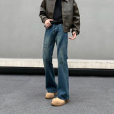 Threebooy American Retro Loose Flared Jeans for Men High Street y2k Fashionable Nostalgic Straight Washed Distressed Long Pants